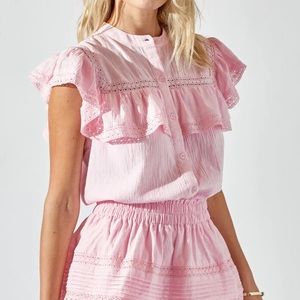 Day + Moon Pink Lace Top